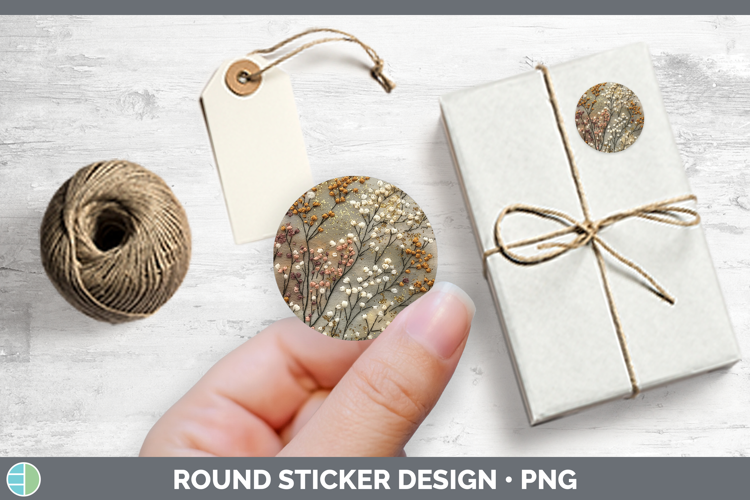 Flowers 03 Embroider Babys Breath Gypsophila Stickers | Roun