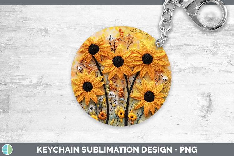 Flowers 03 Embroider Black-eyed Susan Keychain Sublimation K