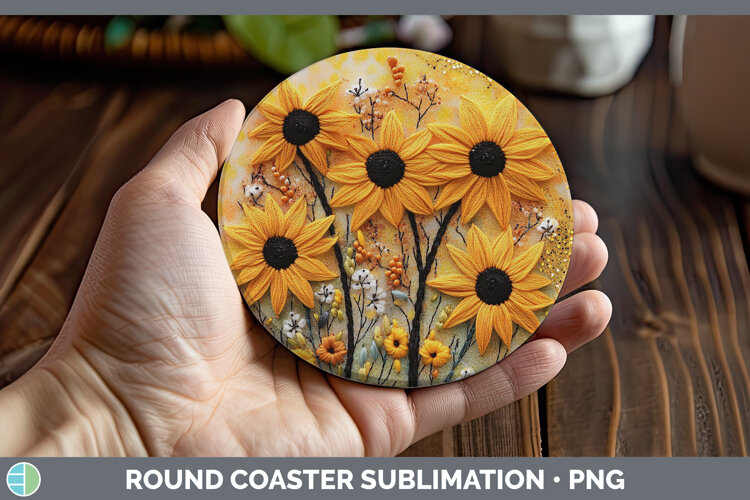 GorgeousFlowers 03 Embroider Round Coaster design.