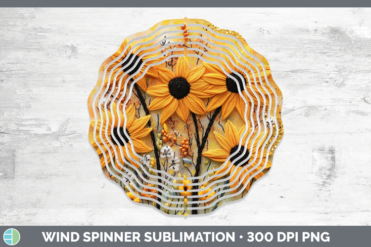 Flowers 03 Embroider Black-eyed Susan Wind Spinner Sublimati