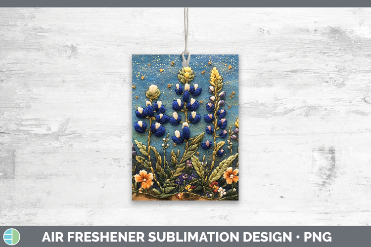 Flowers 03 Embroider Bluebonnet Air Freshener Sublimation Ca