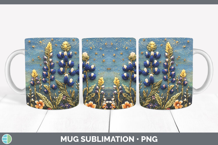 GorgeousFlowers 03 Embroider Mug Wrap design.