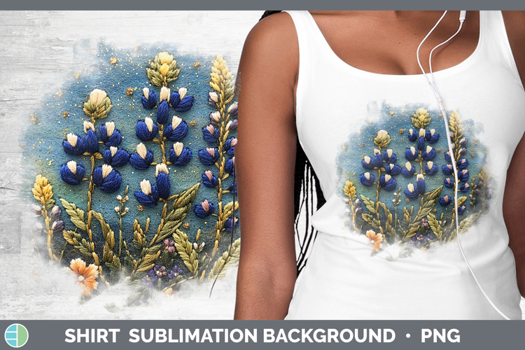 Flowers 03 Embroider Bluebonnet Shirt Sublimation Sublimatio