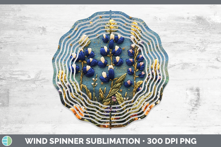 Flowers 03 Embroider Bluebonnet Wind Spinner Sublimation Spi