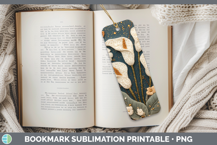 Flowers 03 Embroider Calla Lily Bookmark Sublimation Printab