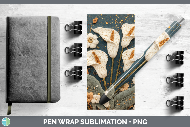 Flowers 03 Embroider Calla Lily Pen Wrap Sublimation Pen Des