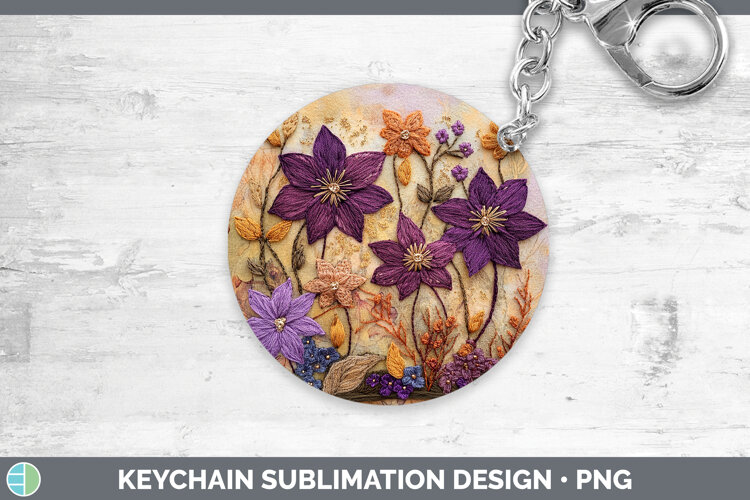GorgeousFlowers 03 Embroider Keychain design.