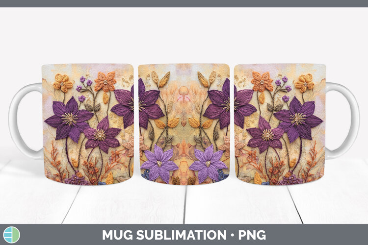 GorgeousFlowers 03 Embroider Mug Wrap design.