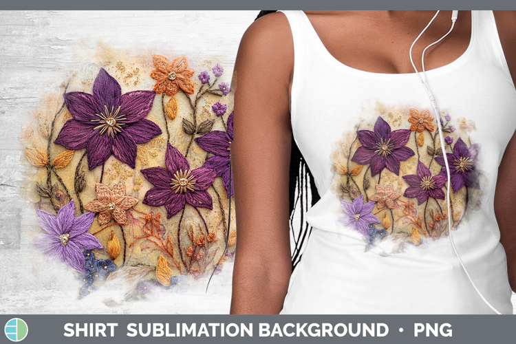Flowers 03 Embroider Clematis Shirt Sublimation Sublimation