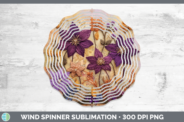 Flowers 03 Embroider Clematis Wind Spinner Sublimation Spinn