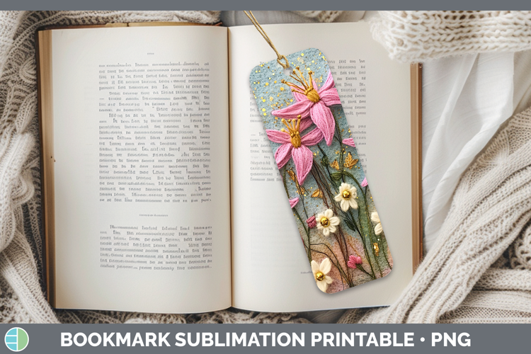 Flowers 03 Embroider Columbine Bookmark Sublimation Printabl