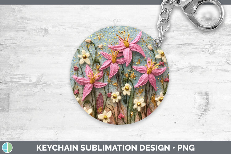 GorgeousFlowers 03 Embroider Keychain design.