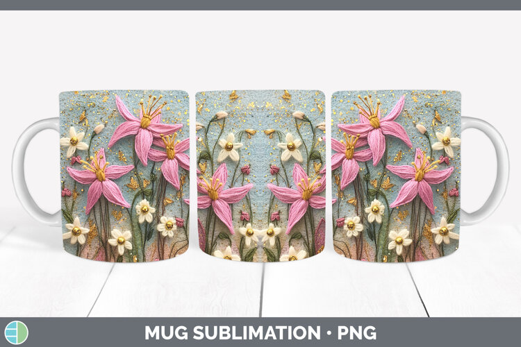 GorgeousFlowers 03 Embroider Mug Wrap design.