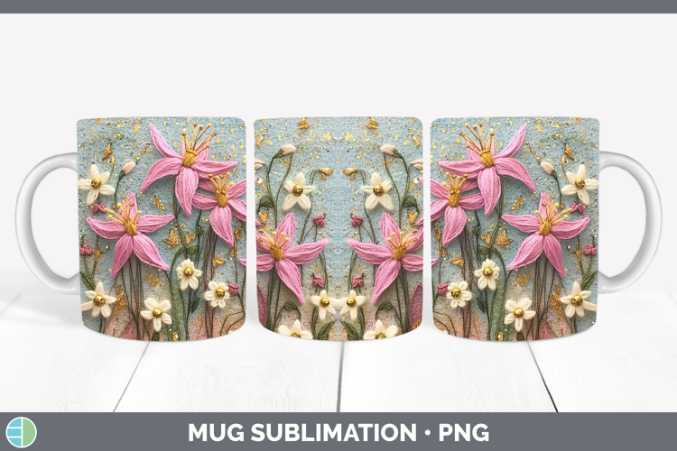 Flowers 03 Embroider Columbine Mug Wrap Sublimation Coffee C