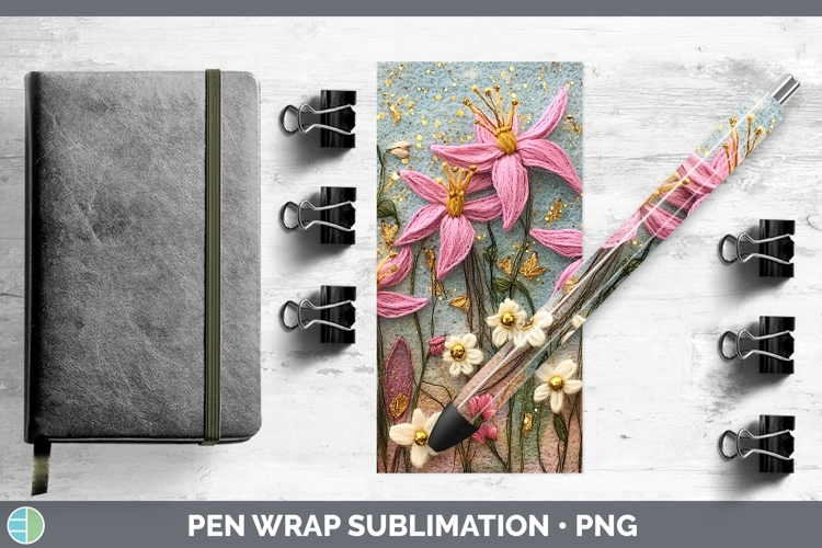 Flowers 03 Embroider Columbine Pen Wrap Sublimation Pen Desi