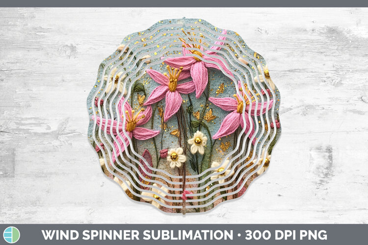 GorgeousFlowers 03 Embroider Wind Spinner design.