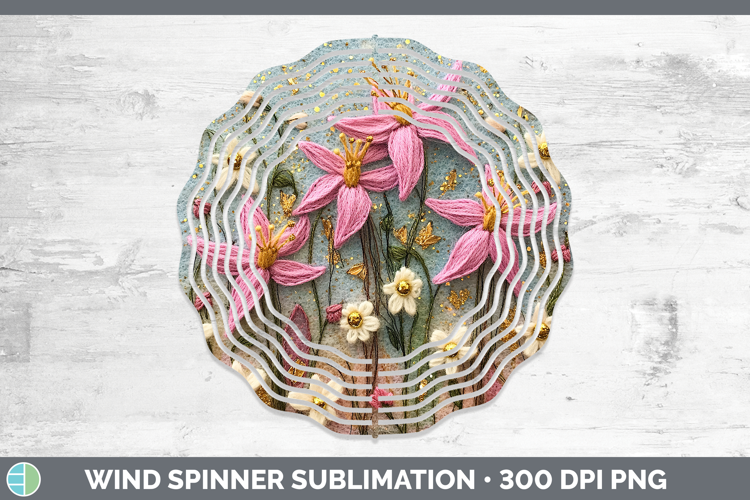 Flowers 03 Embroider Columbine Wind Spinner Sublimation Spin
