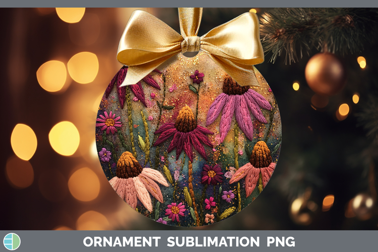 Flowers 03 Embroider Coneflower Ornament Sublimation Bauble