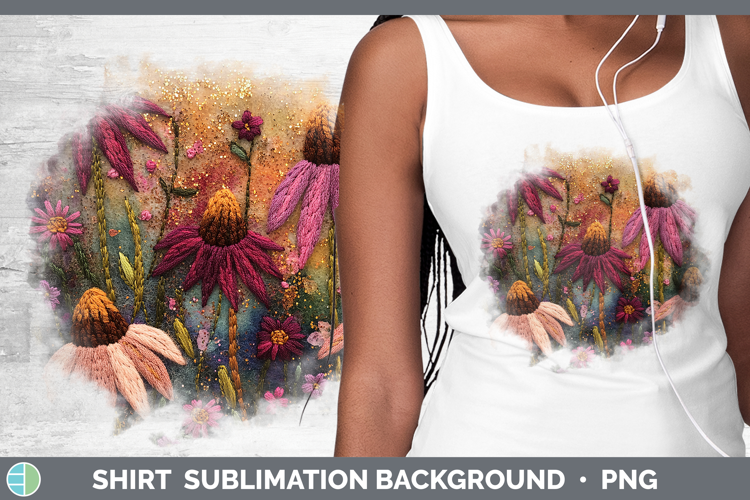 Flowers 03 Embroider Coneflower Shirt Sublimation Sublimatio