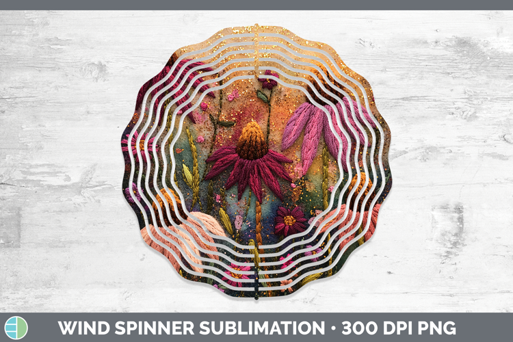 Flowers 03 Embroider Coneflower Wind Spinner Sublimation Spi