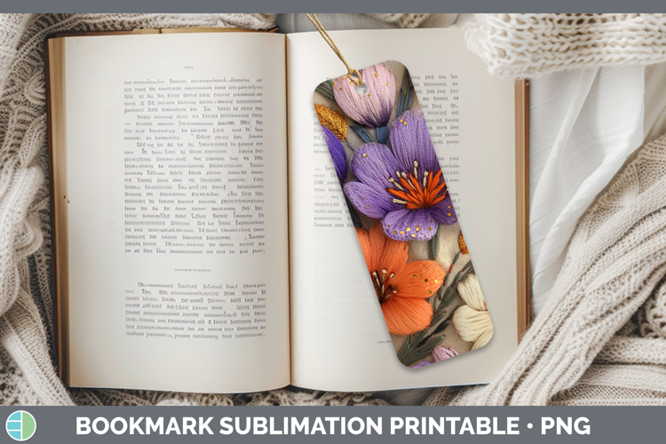 Flowers 03 Embroider Crocus Bookmark Sublimation Printable D
