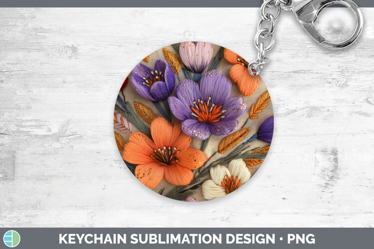 GorgeousFlowers 03 Embroider Keychain design.