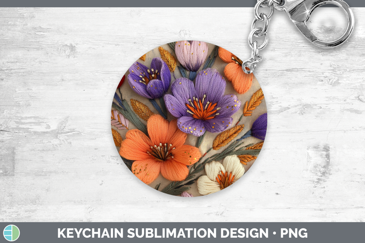 Flowers 03 Embroider Crocus Keychain Sublimation Keyring Des