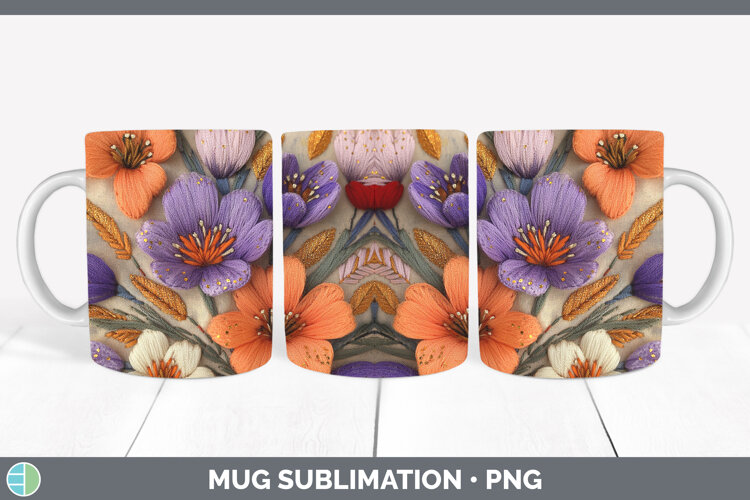 GorgeousFlowers 03 Embroider Mug Wrap design.