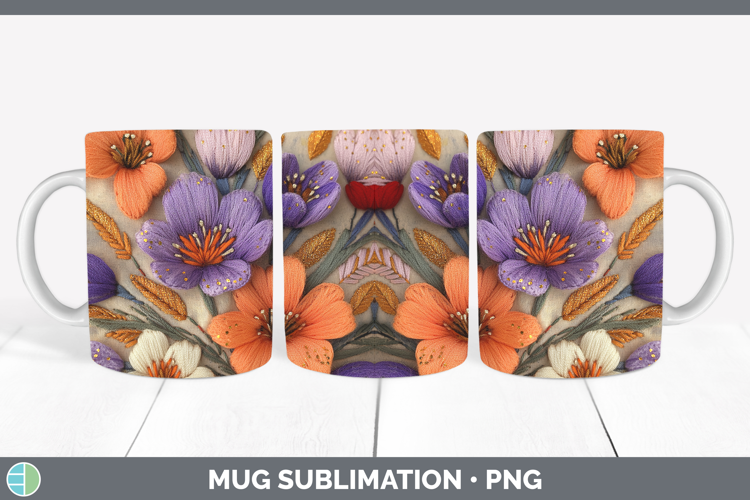 Flowers 03 Embroider Crocus Mug Wrap Sublimation Coffee Cup