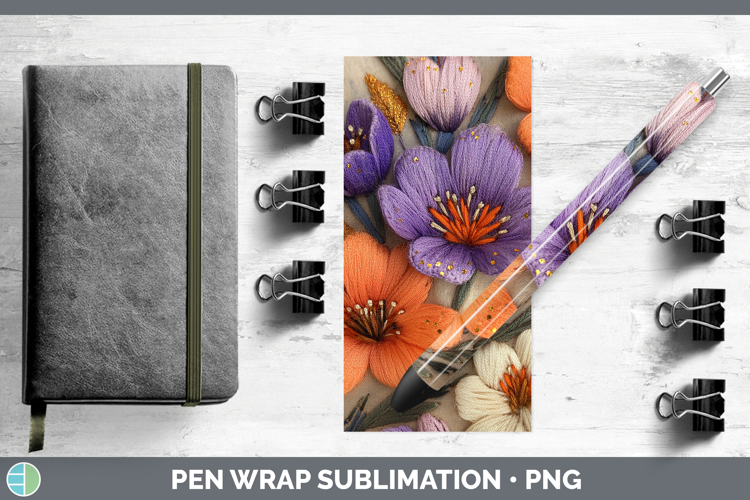 Flowers 03 Embroider Crocus Pen Wrap Sublimation Pen Designs