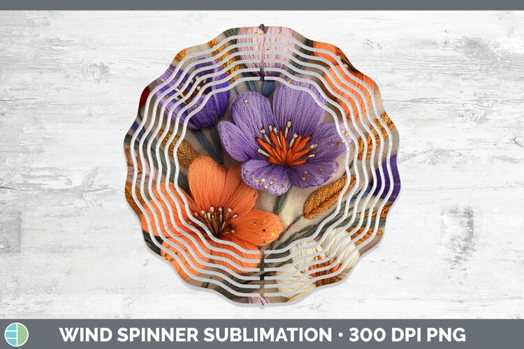 GorgeousFlowers 03 Embroider Wind Spinner design.
