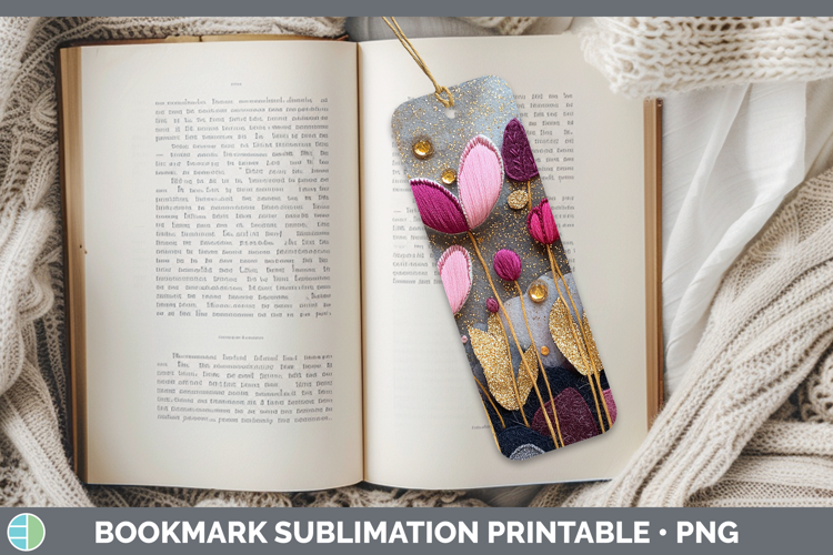 Flowers 03 Embroider Cyclamen Bookmark Sublimation Printable