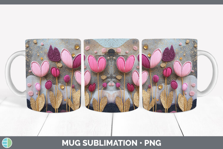 GorgeousFlowers 03 Embroider Mug Wrap design.