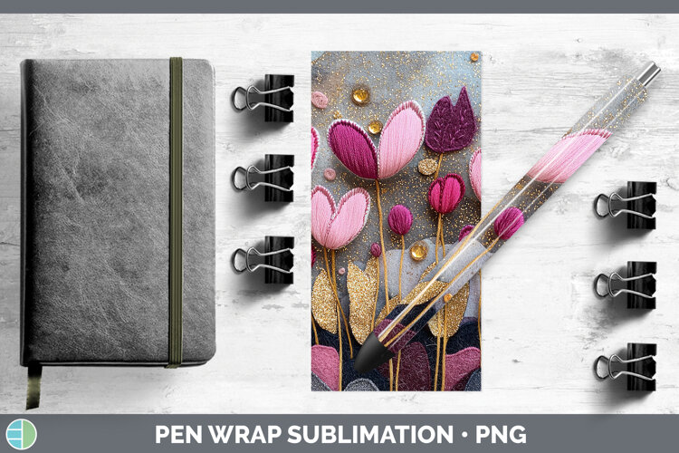 GorgeousFlowers 03 Embroider Pen Wrap design.