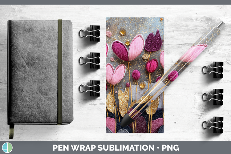 Flowers 03 Embroider Cyclamen Pen Wrap Sublimation Pen Desig