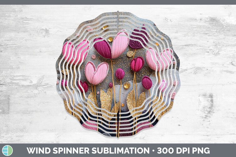 GorgeousFlowers 03 Embroider Wind Spinner design.