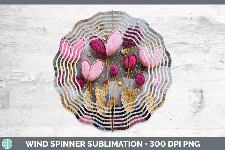 Flowers 03 Embroider Cyclamen Wind Spinner Sublimation Spinn