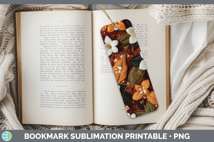 Flowers 03 Embroider Jasmine Bookmark Sublimation Printable
