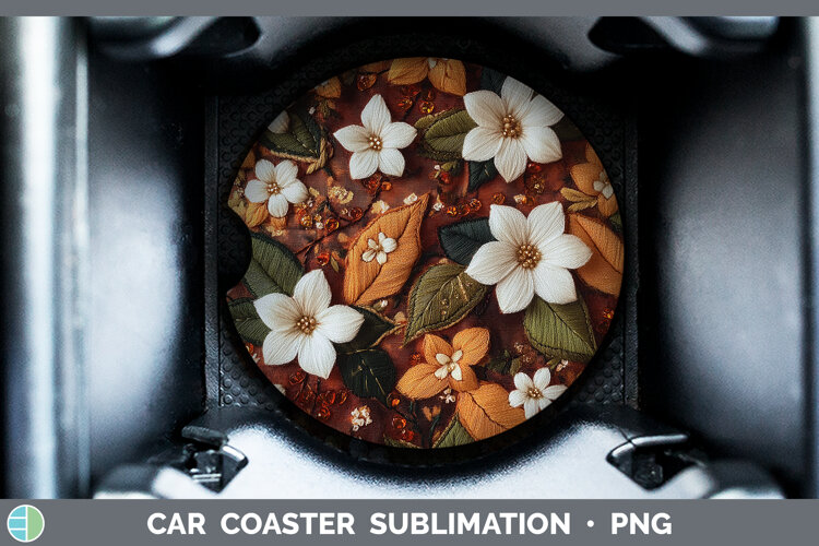 GorgeousFlowers 03 Embroider Car Coaster design.