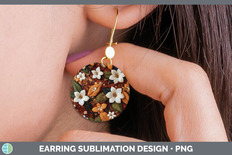 GorgeousFlowers 03 Embroider Round Earrings design.
