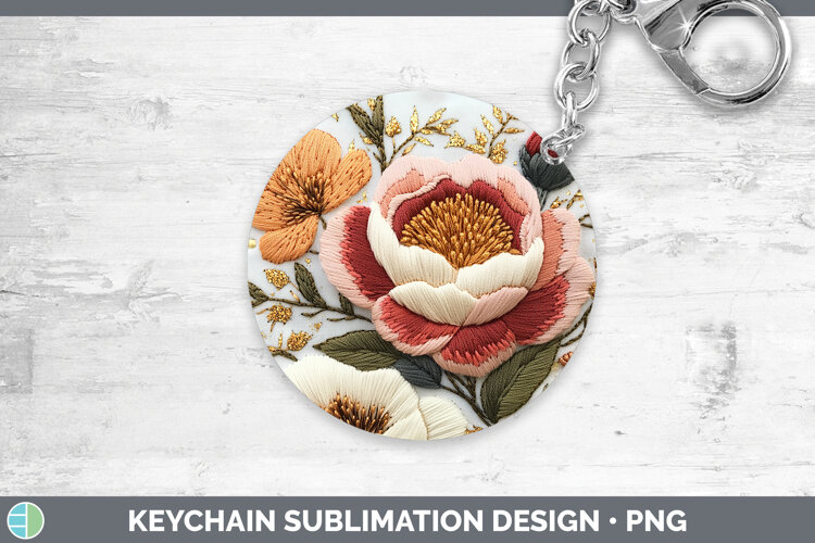 GorgeousFlowers 03 Embroider Keychain design.