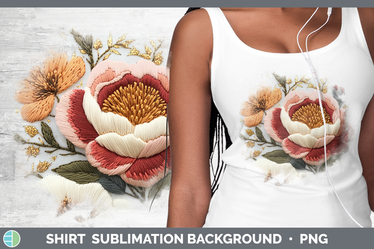 Flowers 03 Embroider Peony Shirt Sublimation Sublimation Bac