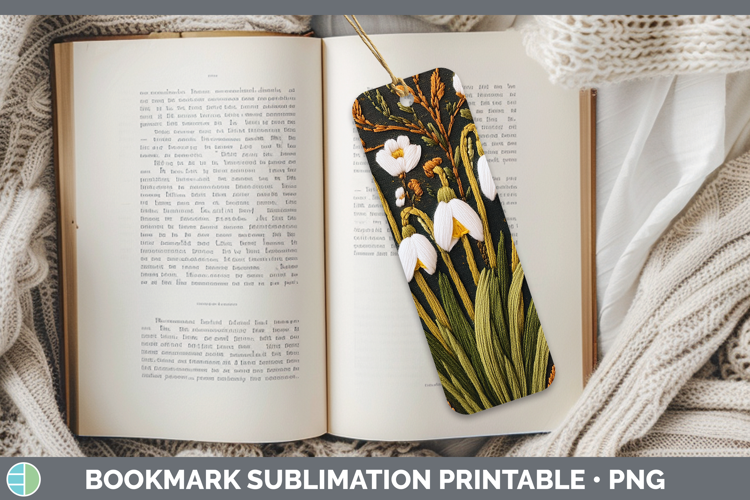 Flowers 03 Embroider Snowdrop Bookmark Sublimation Printable