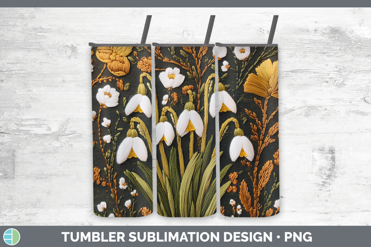 Flowers 03 Embroider Snowdrop Tumbler Sublimation 20 oz Skin