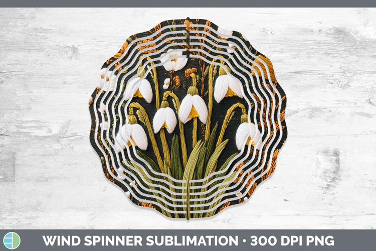 Flowers 03 Embroider Snowdrop Wind Spinner Sublimation Spinn
