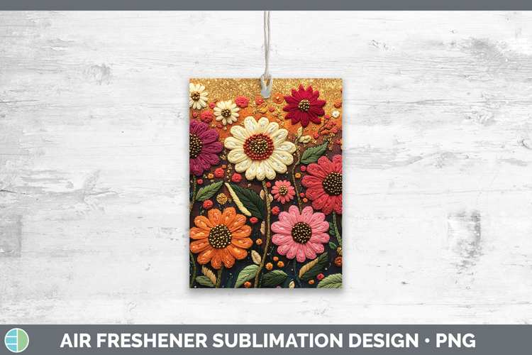 Flowers 03 Embroider Zinnia Air Freshener Sublimation Car Fr