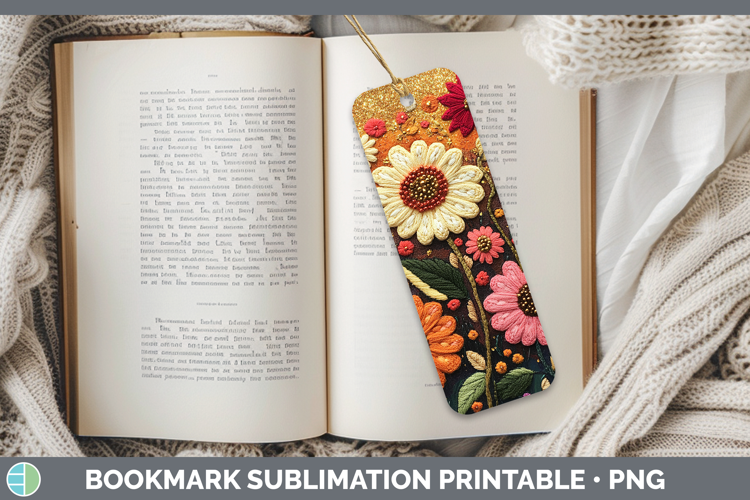 Flowers 03 Embroider Zinnia Bookmark Sublimation Printable D