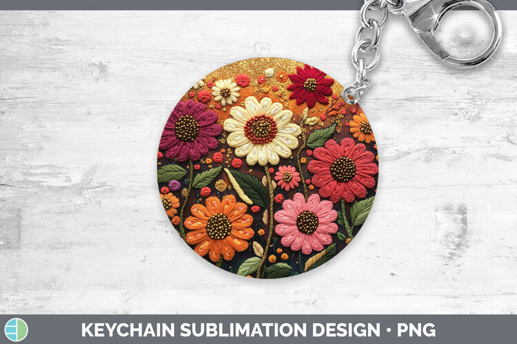 GorgeousFlowers 03 Embroider Keychain design.
