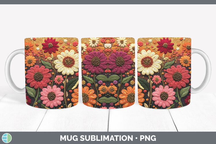 GorgeousFlowers 03 Embroider Mug Wrap design.