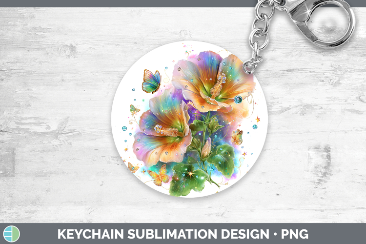 Flowers 03 Rainbow Summer Abutilon Keychain Sublimation Keyr